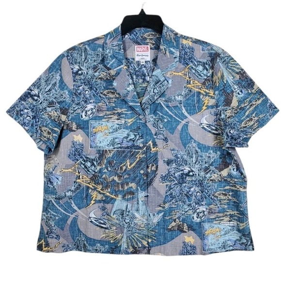 Reyn Spooner Marvel Avengers Assemble Hawaiian Camp Shirt Wmns 2XL Reverse Print - Picture 1 of 16